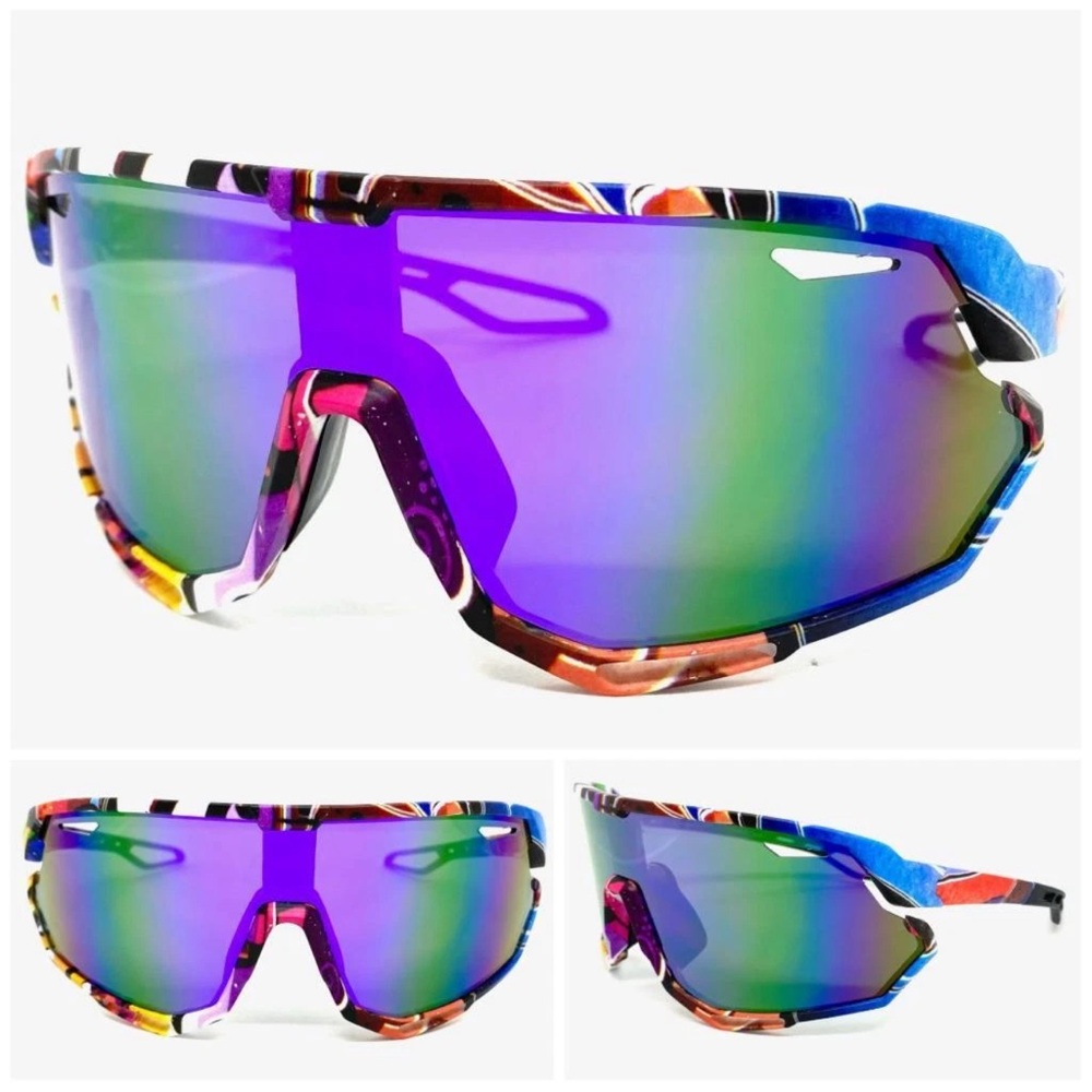 ALL-SPORT WRAP AROUND SUNGLASSES MENS PURPLE UV-LENSE COMFORT AERODYNAMIC SPORTS
